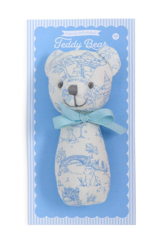 Animal Toile Pattern Teddy Bear Rattle on Gift Card