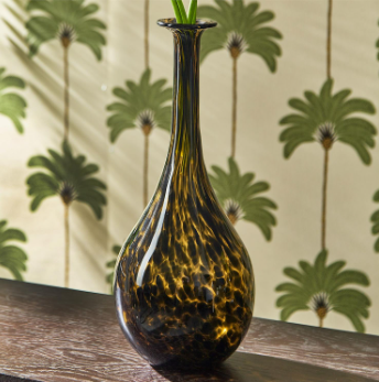 Hand Blown Large Long Neck Tortoise Print Vase | TC55638