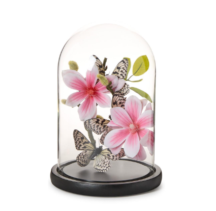 Flora and Fauna Butterflies in Round Dome Sculpture Includes Flowers and Birds | TCFNG008-S2