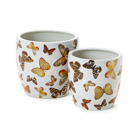 Golden Butterfly Porcelain Garden Cachepot 
| TCBLF182