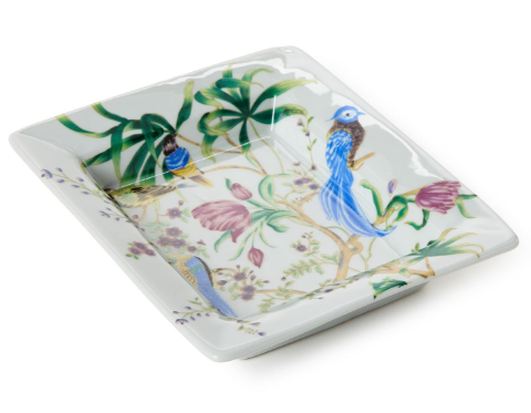  7 1/2" Bird & Blossom Chinoiserie Decorative All Purpose Tray | TCBLF183