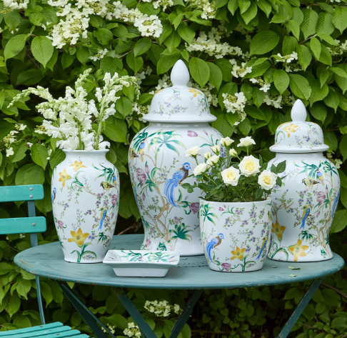  7 1/2" Bird & Blossom Chinoiserie Decorative All Purpose Tray | TCBLF183