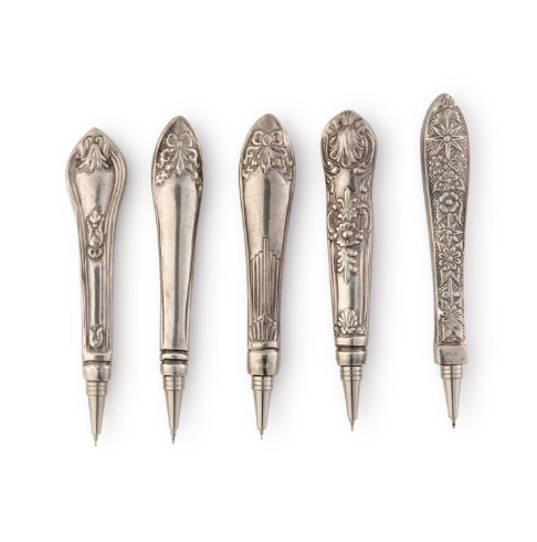 Floral Silver Plate Victorian Knife Handle Pen in Gift Pouch | TC55307
