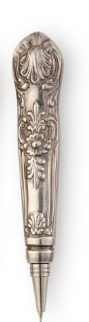 Floral Silver Plate Victorian Knife Handle Pen in Gift Pouch | TC55307