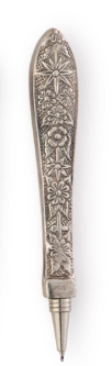 Floral Silver Plate Victorian Knife Handle Pen in Gift Pouch | TC55307