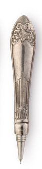 Floral Silver Plate Victorian Knife Handle Pen in Gift Pouch | TC55307