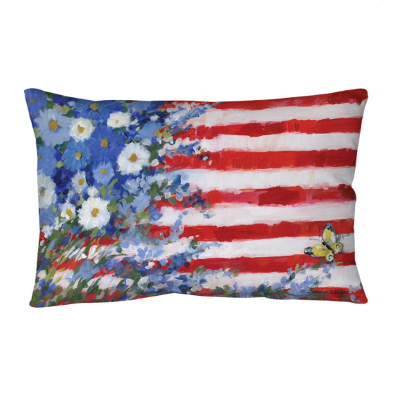 Flowers on the Flag Indoor/Outdoor Pillow | MWWSHFLOF