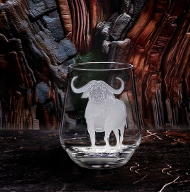 African Safari Crystal Stemless Wine Glass Set of 4 | EC673-AF-Safari/4