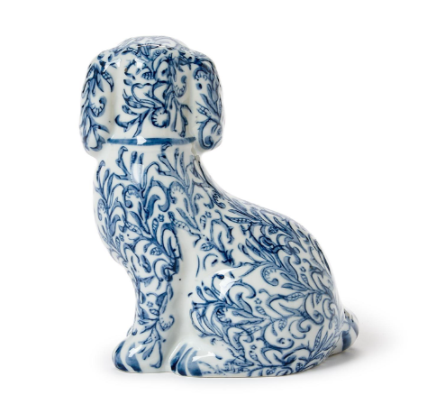 Hand Painted Blue and White Chinoiserie Porcelain Staffordshire Dog | TC55823