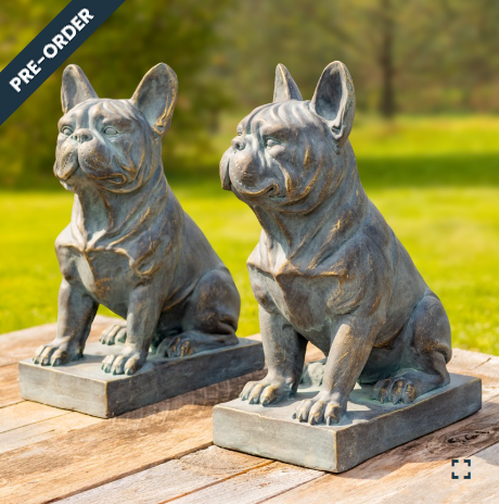  Set of 2 French Bulldog Statues in Grey-Bronze | ZR136030-GBS