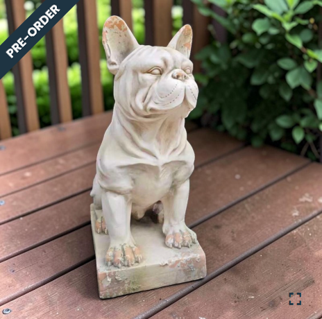 Set of 2 French Bulldog Statues in Creamy Terracotta | ZLIZRZR136030-GTS
