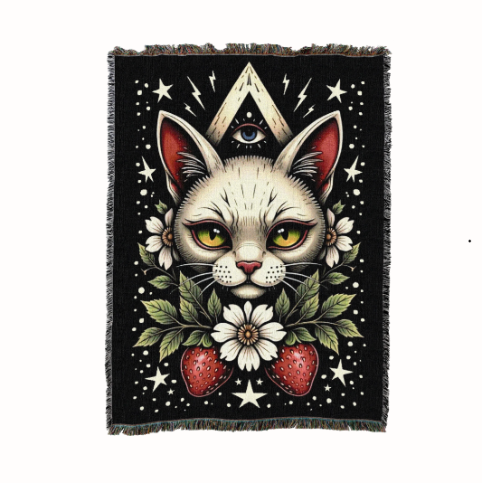 Strawberry Cat Tapestry Throw Blanket | pc17123