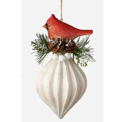 Wooden Cardinal on Glass Ornament | OHDNF0697 - Card