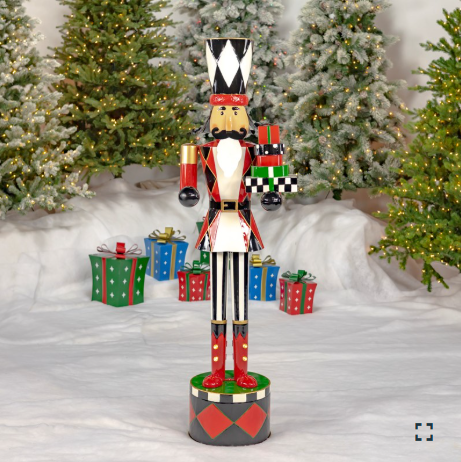  65" Tall Standing Iron Nutcracker with Christmas Gifts & LED Lights | ZLIZR220433