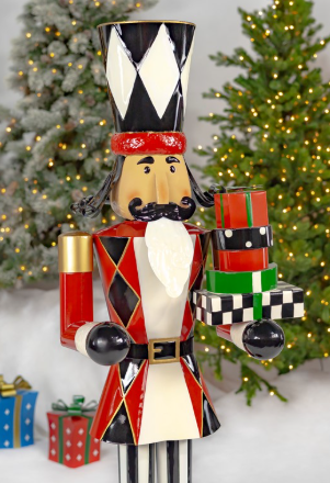  65" Tall Standing Iron Nutcracker with Christmas Gifts & LED Lights | ZLIZR220433