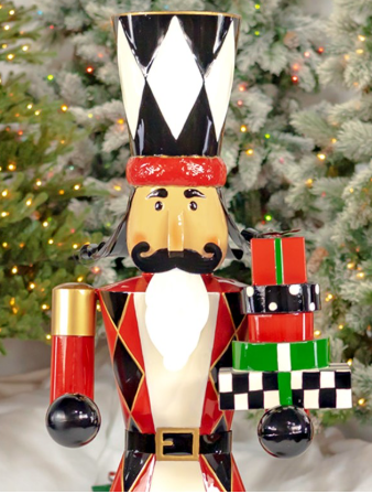  65" Tall Standing Iron Nutcracker with Christmas Gifts & LED Lights | ZLIZR220433