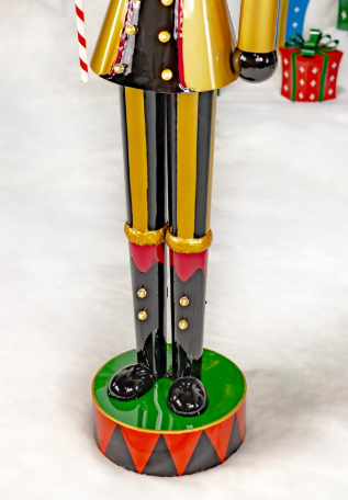 65.35" Tall Standing Iron Nutcracker in Gold with Candy Cane & LED Lights | ZLIZR220429