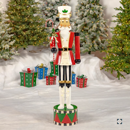 65" Tall Standing Iron Nutcracker with Candy Cane & Lights | ZLIZR220430