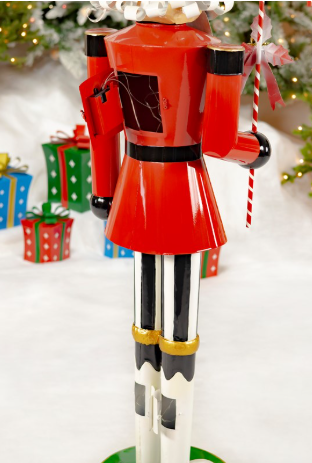 65" Tall Standing Iron Nutcracker with Candy Cane & Lights | ZLIZR220430