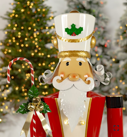 65" Tall Standing Iron Nutcracker with Candy Cane & Lights | ZLIZR220430