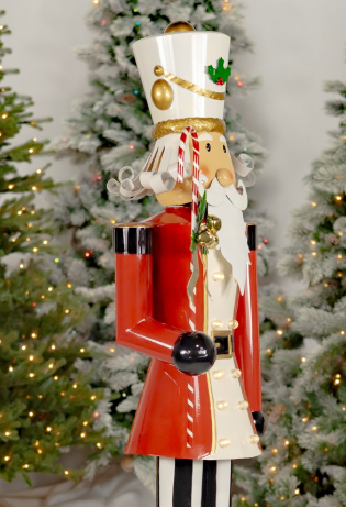 65" Tall Standing Iron Nutcracker with Candy Cane & Lights | ZLIZR220430