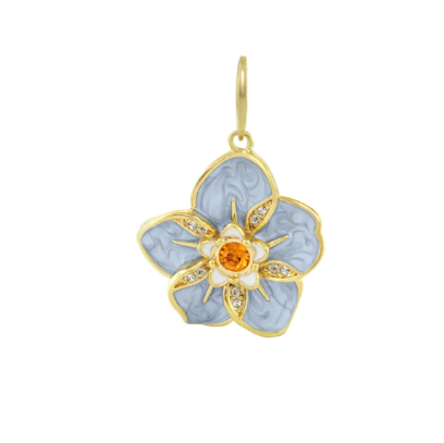 Blue Enamel Hibiscus Flower Pendant  | LAP78736GBLUEDMUNISEX