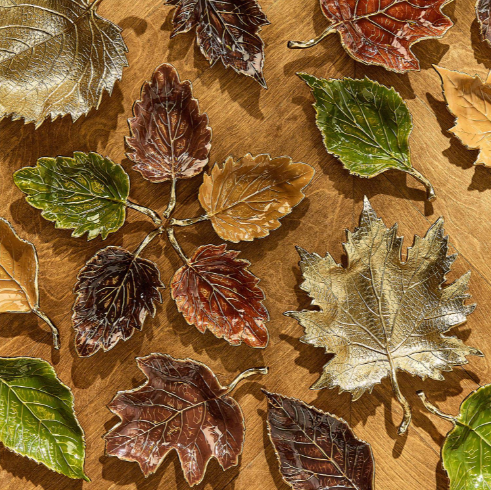  Set of 5 Food Safe Enameled Leaf Trays | TC82883