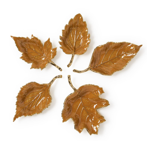  Set of 5 Food Safe Enameled Leaf Trays | TC82883