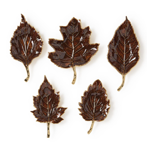  Set of 5 Food Safe Enameled Leaf Trays | TC82883