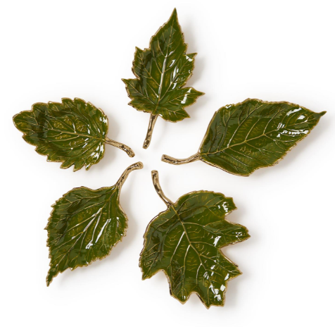  Set of 5 Food Safe Enameled Leaf Trays | TC82883