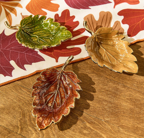  Set of 5 Food Safe Enameled Leaf Trays | TC82883