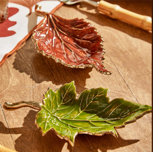  Set of 5 Food Safe Enameled Leaf Trays | TC82883