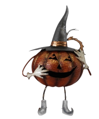 Set of 2 Laughing Jack-O-Lantern Halloween Figurines | ZLISK829800)