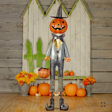 56.5" Tall Jack-O-Lantern Gentleman with Basket of Spiders | ZLIZR196174