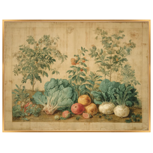Martha Stewart Bedford | Kitchen Garden Harvest | Framed Country Farmhouse Wall Art | WWDMS00055a