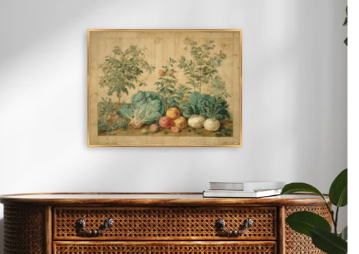 Martha Stewart Bedford | Kitchen Garden Harvest | Framed Country Farmhouse Wall Art | WWDMS00055a