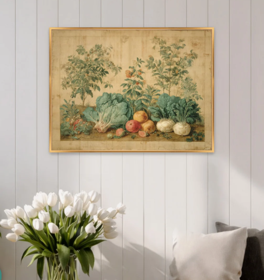 Martha Stewart Bedford | Kitchen Garden Harvest | Framed Country Farmhouse Wall Art | WWDMS00055a