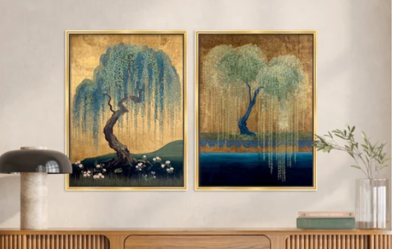Martha Stewart Perry Street | Modern Landscape: Willow Study II | Framed Contemporary Tree Art | WWDMS00034b