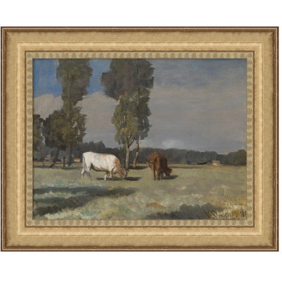 Martha Stewart Bedford | Pastoral Study: Grazing Cattle | Framed Wall Art | WWDMS00044