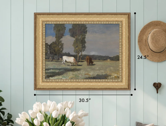 Martha Stewart Bedford | Pastoral Study: Grazing Cattle | Framed Wall Art | WWDMS00044