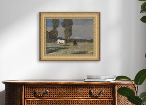 Martha Stewart Bedford | Pastoral Study: Grazing Cattle | Framed Wall Art | WWDMS00044