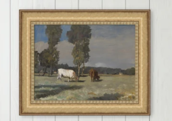 Martha Stewart Bedford | Pastoral Study: Grazing Cattle | Framed Wall Art | WWDMS00044