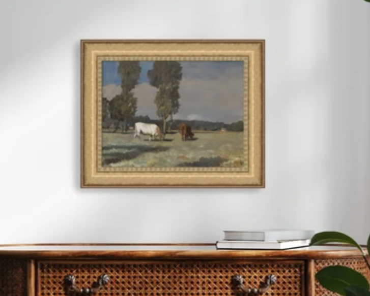 Martha Stewart Bedford | Pastoral Study: Grazing Cattle | Framed Wall Art | WWDMS00044