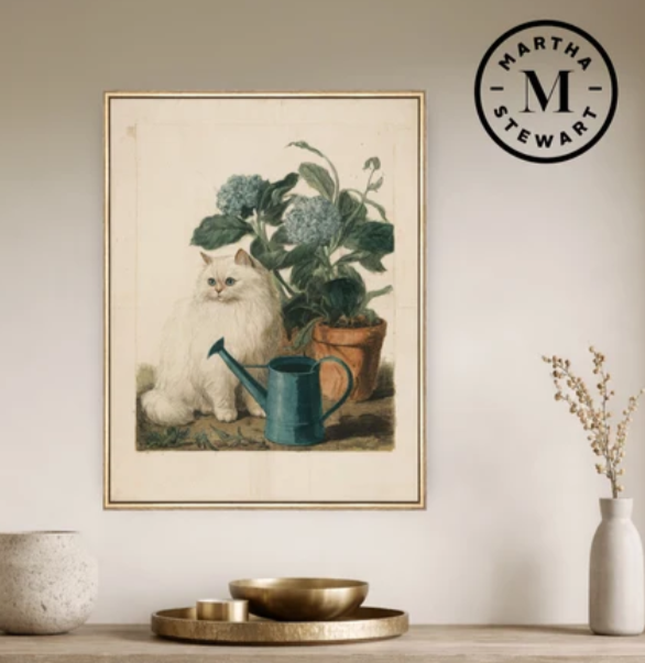 Martha Stewart Bedford | Garden Still Life: Cat in Garden | Framed Wall Art | WWDMS00036a