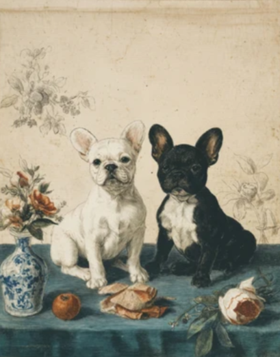 Martha Stewart Bedford | Farm Companion Portrait: Black and White Dogs | Framed Country Farmhouse Wall Art | WWDMS00036b