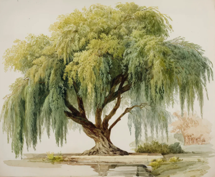 Martha Stewart Bedford | Seasonal Landscape: Willow Tree | Framed Wall Art | WWDMS00054