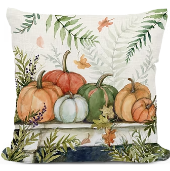 Pumpkin Table with Ferns Indoor Outdoor Pillow | MCSW2629
