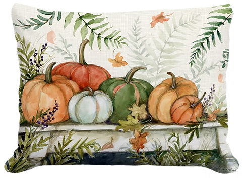 Pumpkin Table with Ferns Indoor Outdoor Pillow | MCSW2629