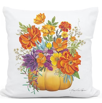 Autumn Bloom Arrangement in Pumpkin Indoor Outdoor Pillow | MCMLT2613