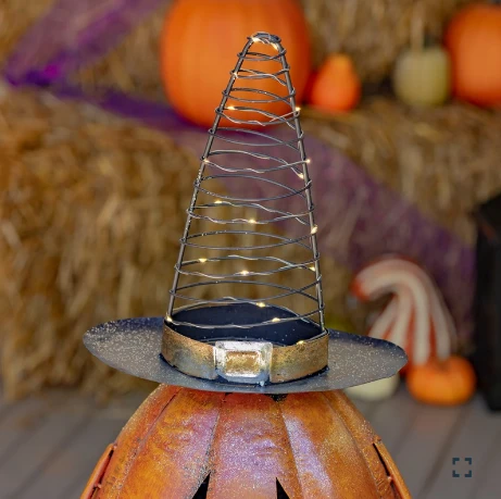 Pair of 31.5" Tall Jack-O-Lantern Halloween Figurines with LED Witch's Hats | ZLIZR195973